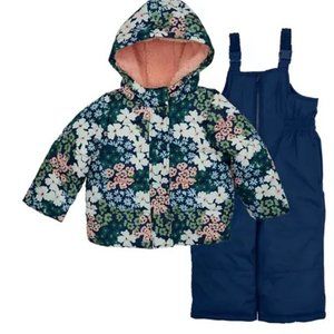 NWT 3T 3 Carters flowers floral snow suit puffer jacket coat bibs pants overalls